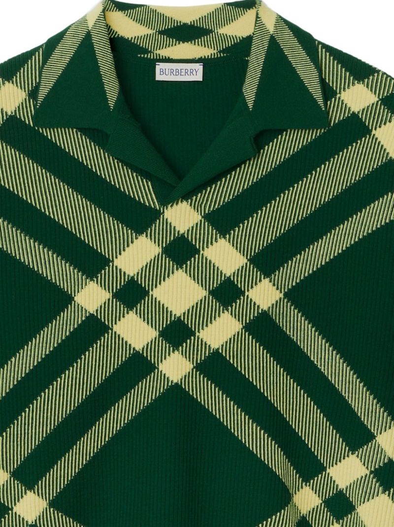Green Checked Wool Polo Shirt