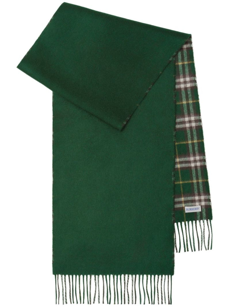 Green Fringed Check Scarf