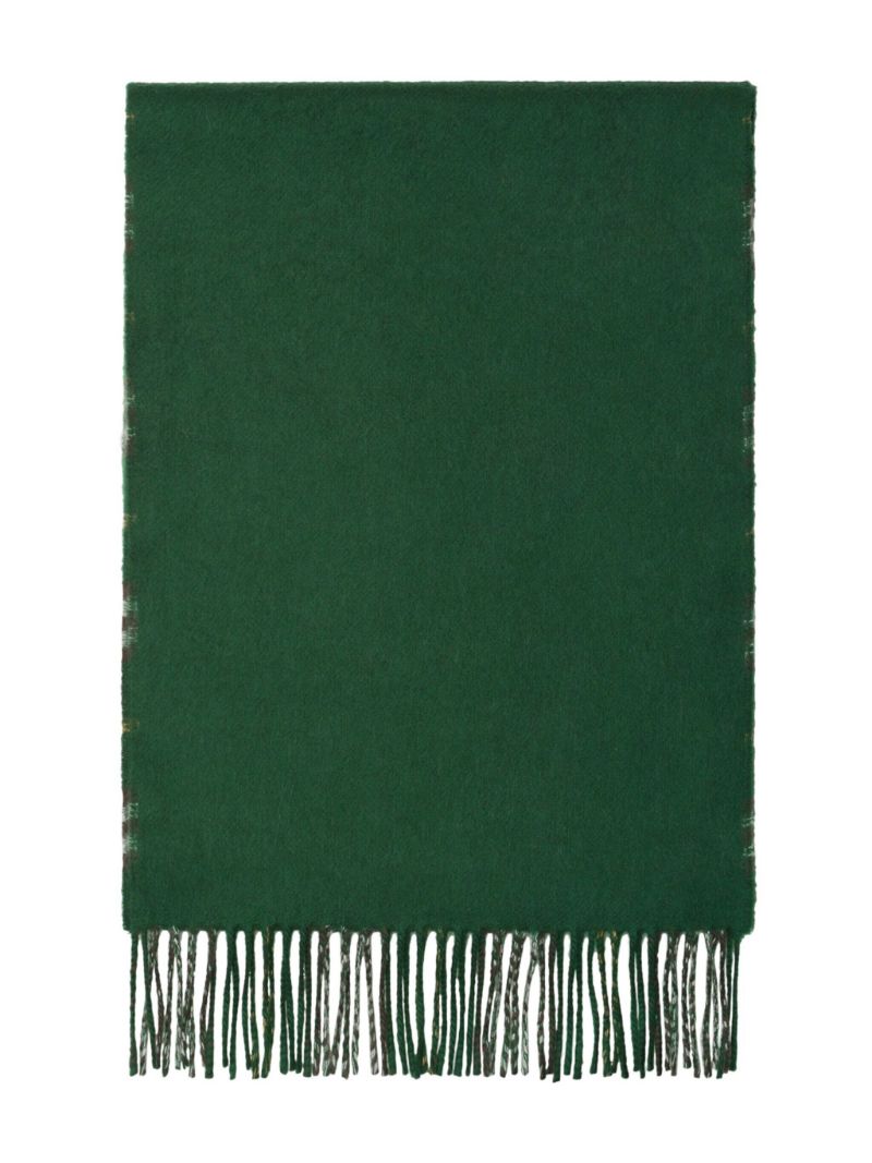 Green Fringed Check Scarf