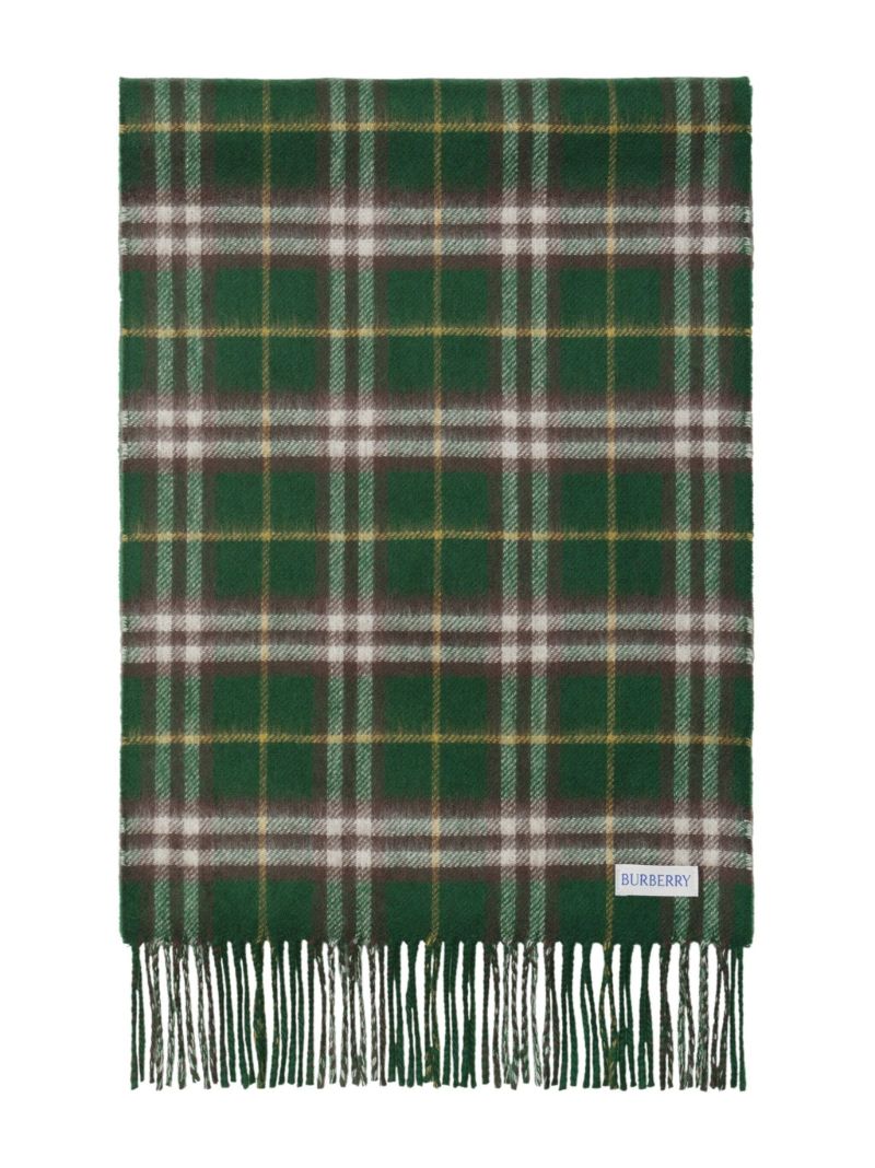 Green Fringed Check Scarf