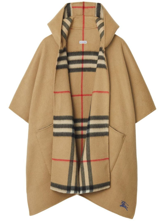 Neutral Hooded Cashmere Cape