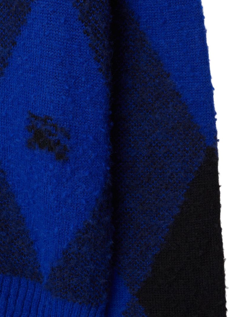Blue Argyle-pattern Wool Sweater