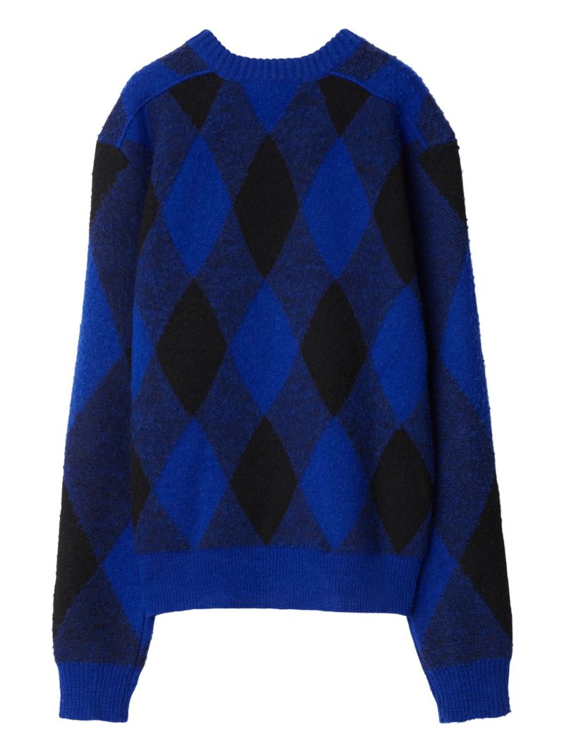 Blue Argyle-pattern Wool Sweater