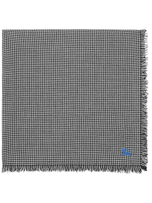 Black and White Houndstooth Logo-embroidered Scarf