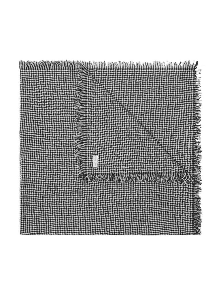 Black and White Houndstooth Logo-embroidered Scarf