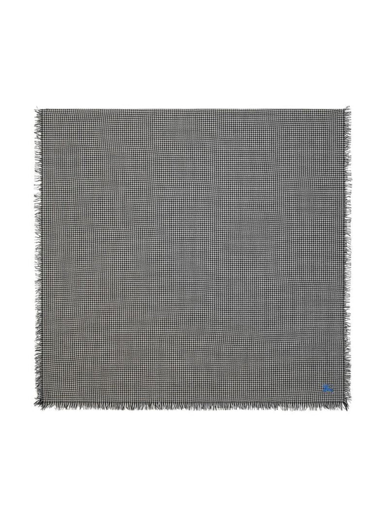 Black and White Houndstooth Logo-embroidered Scarf
