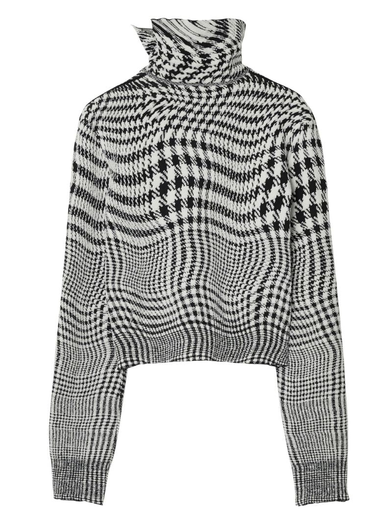 Black Houndstooth-jacquard Sweater
