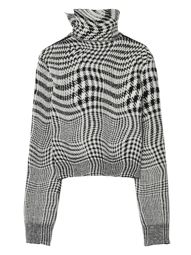 Black Houndstooth-jacquard Sweater
