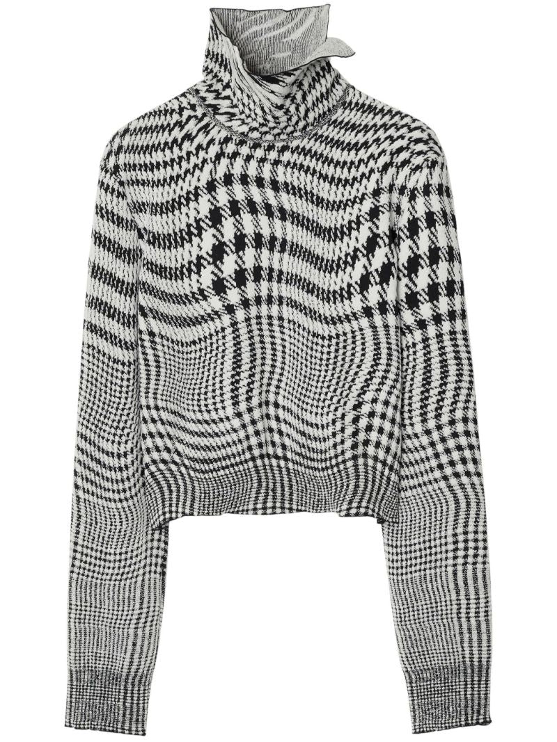 Black Houndstooth-jacquard Sweater