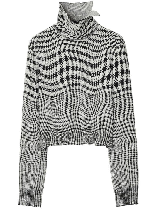 Black Houndstooth-jacquard Sweater
