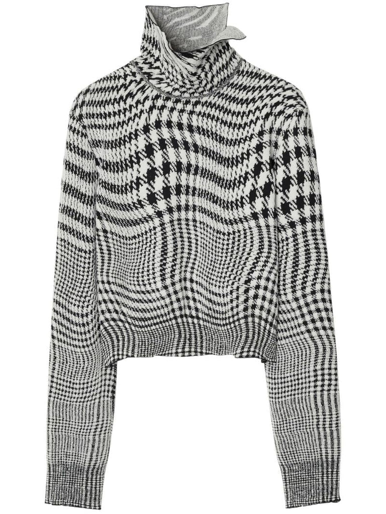 Black Houndstooth-jacquard Sweater