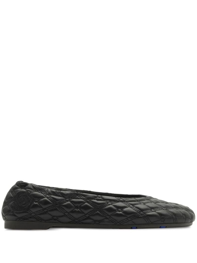 Black Quilted Leather Ballet Pumps