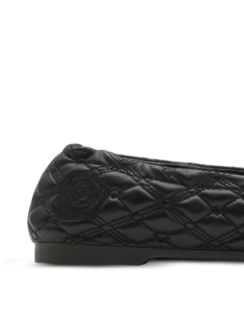Black Quilted Leather Ballet Pumps