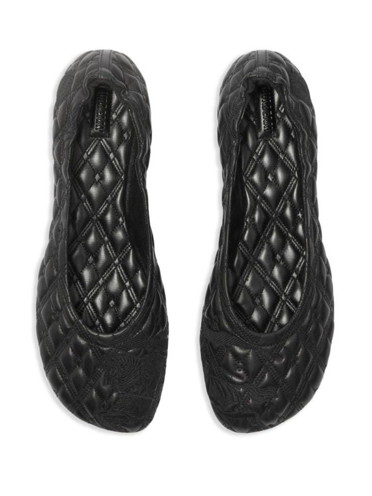 Black Quilted Leather Ballet Pumps