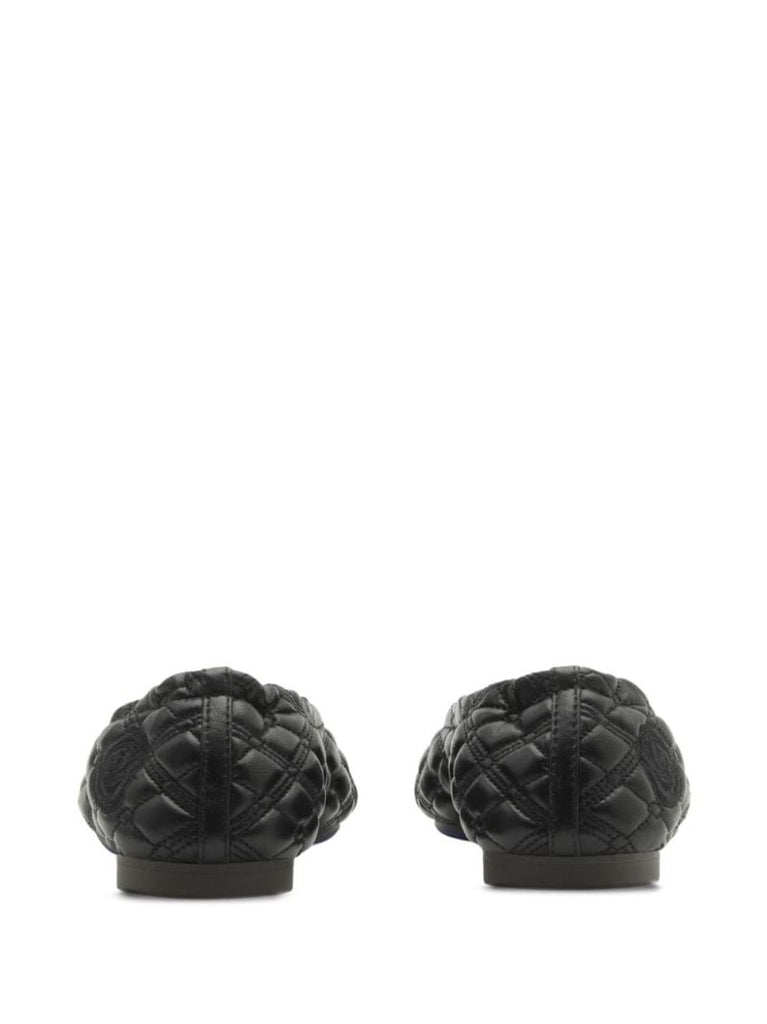 Black Quilted Leather Ballet Pumps