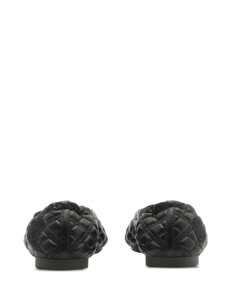 Black Quilted Leather Ballet Pumps