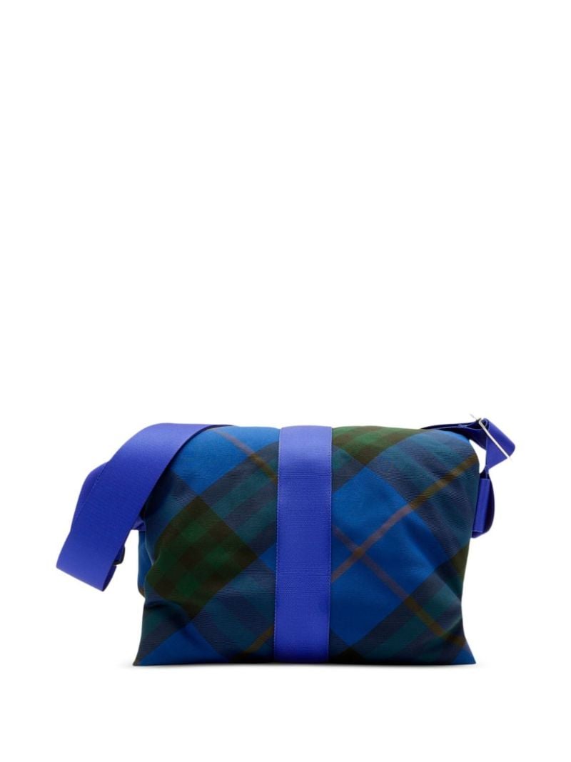 Blue Pillow Checked Padded Messenger Bag