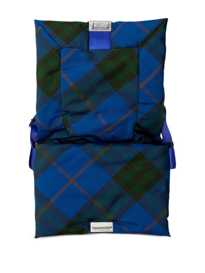 Blue Pillow Checked Padded Messenger Bag