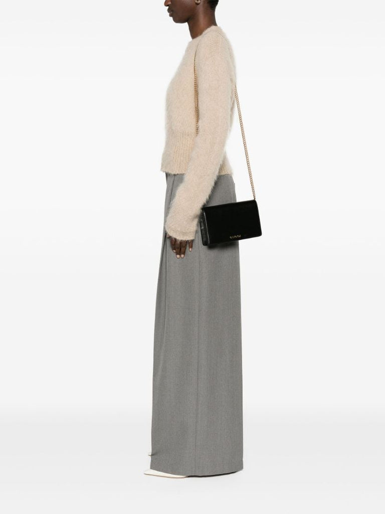 Black Logo-print Leather Shoulder Bag