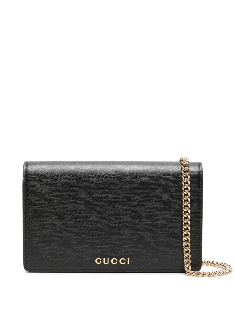 Black Logo-print Leather Shoulder Bag