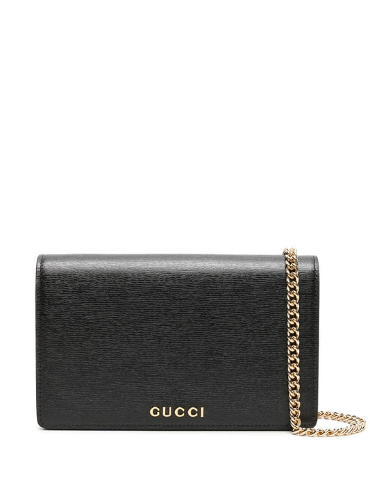 Black Logo-print Leather Shoulder Bag