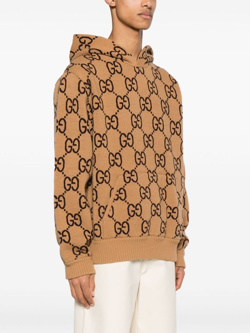 Neutral Gg-pattern Wool Hoodie