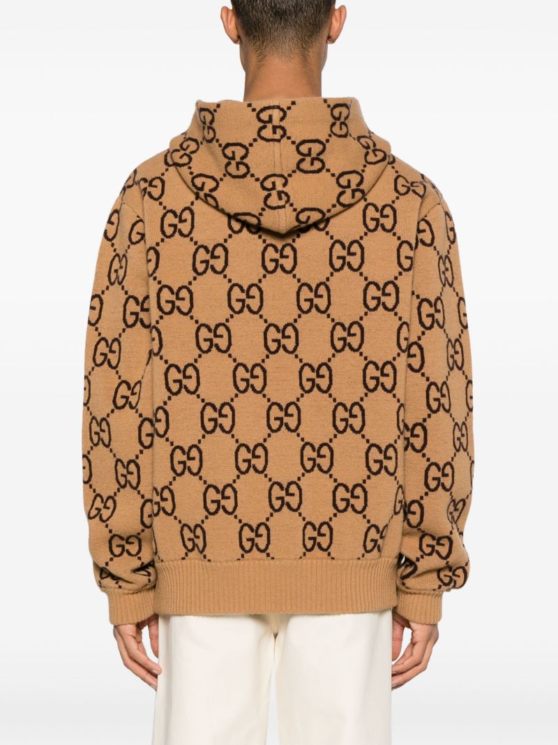 Neutral Gg-pattern Wool Hoodie