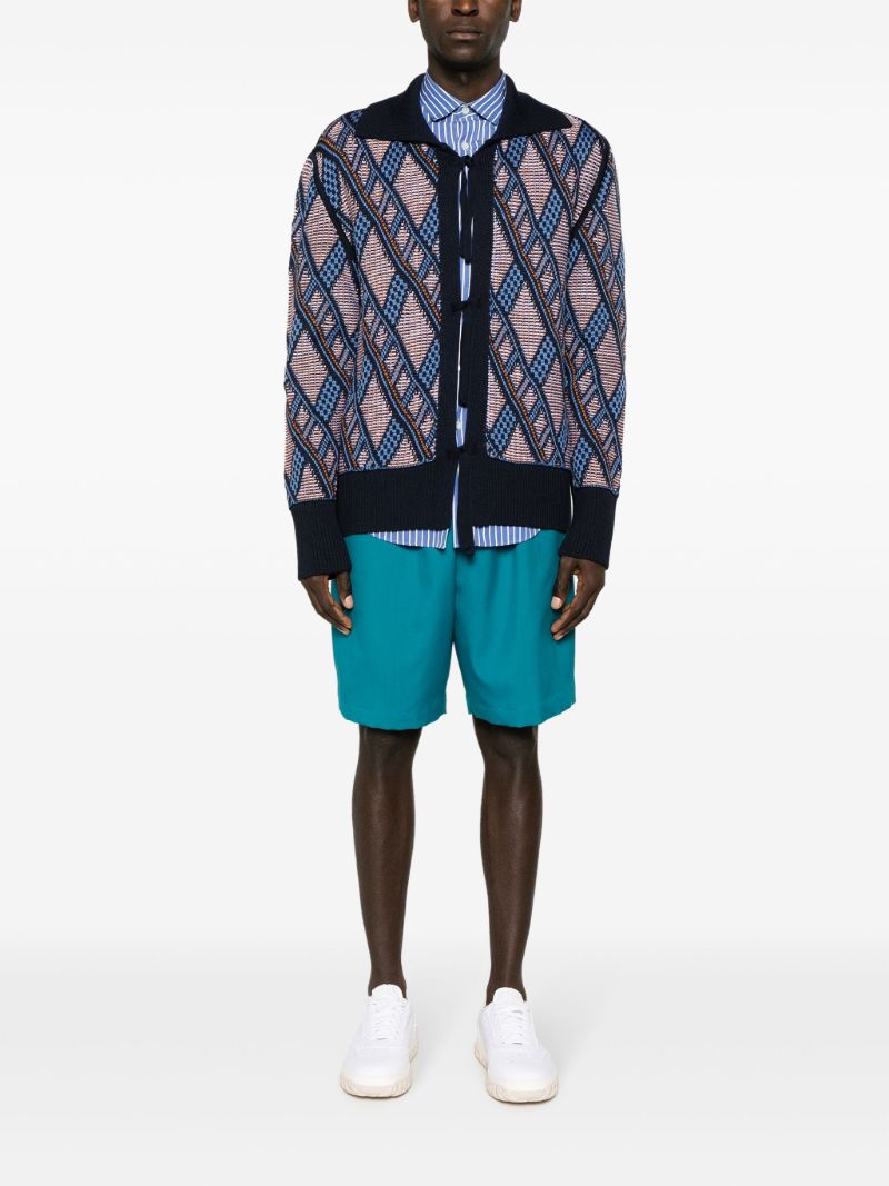 Blue Elasticated-waist Wool Shorts