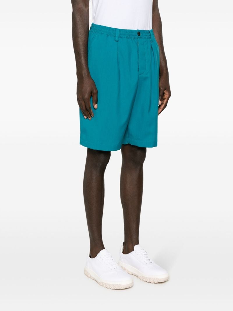Blue Elasticated-waist Wool Shorts