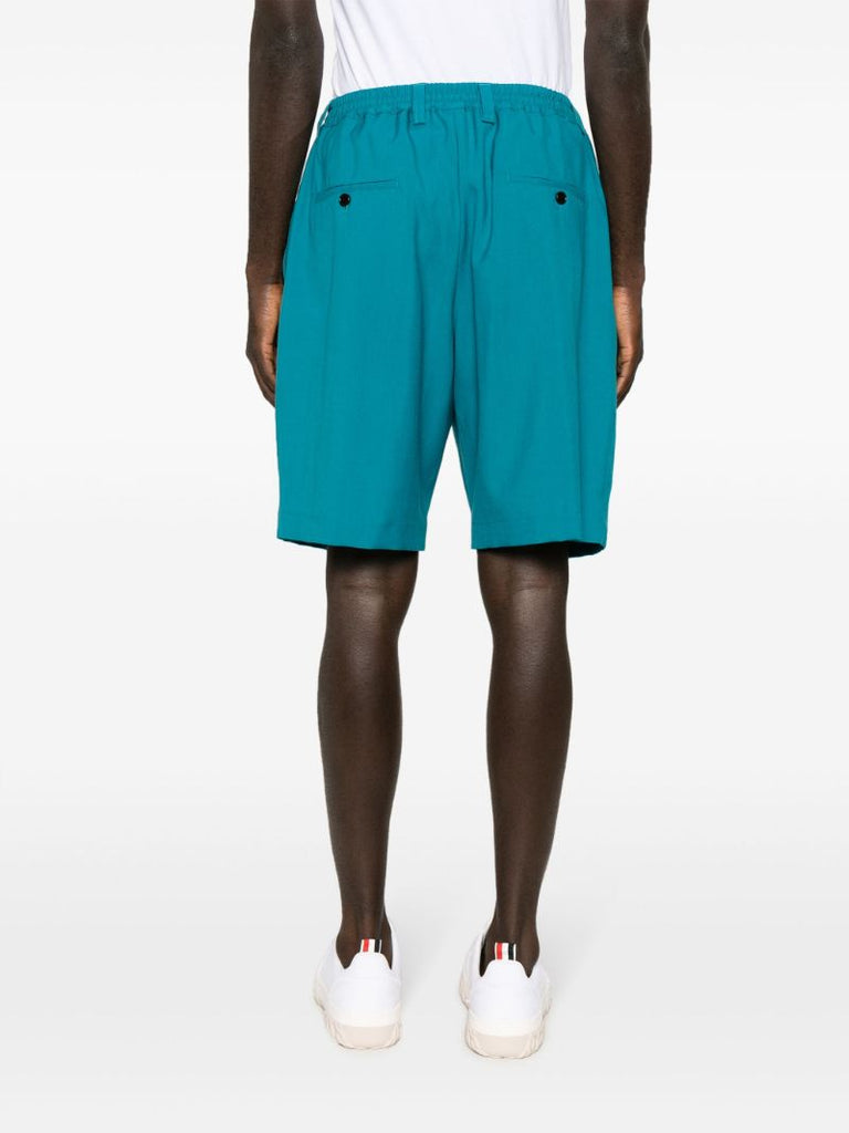 Blue Elasticated-waist Wool Shorts