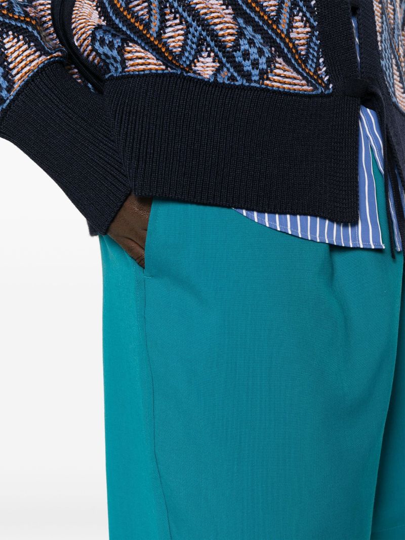 Blue Elasticated-waist Wool Shorts