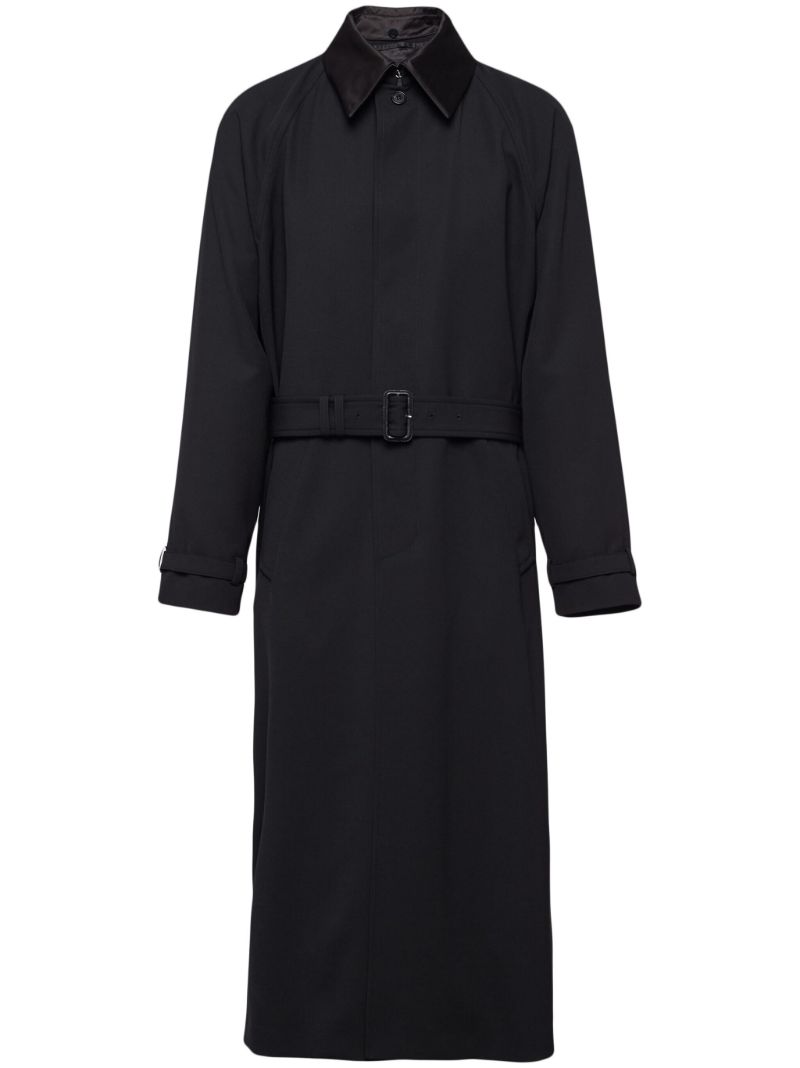 Black Belted Wool Trench Coat