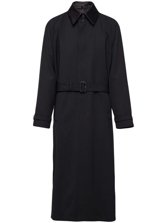 Black Belted Wool Trench Coat