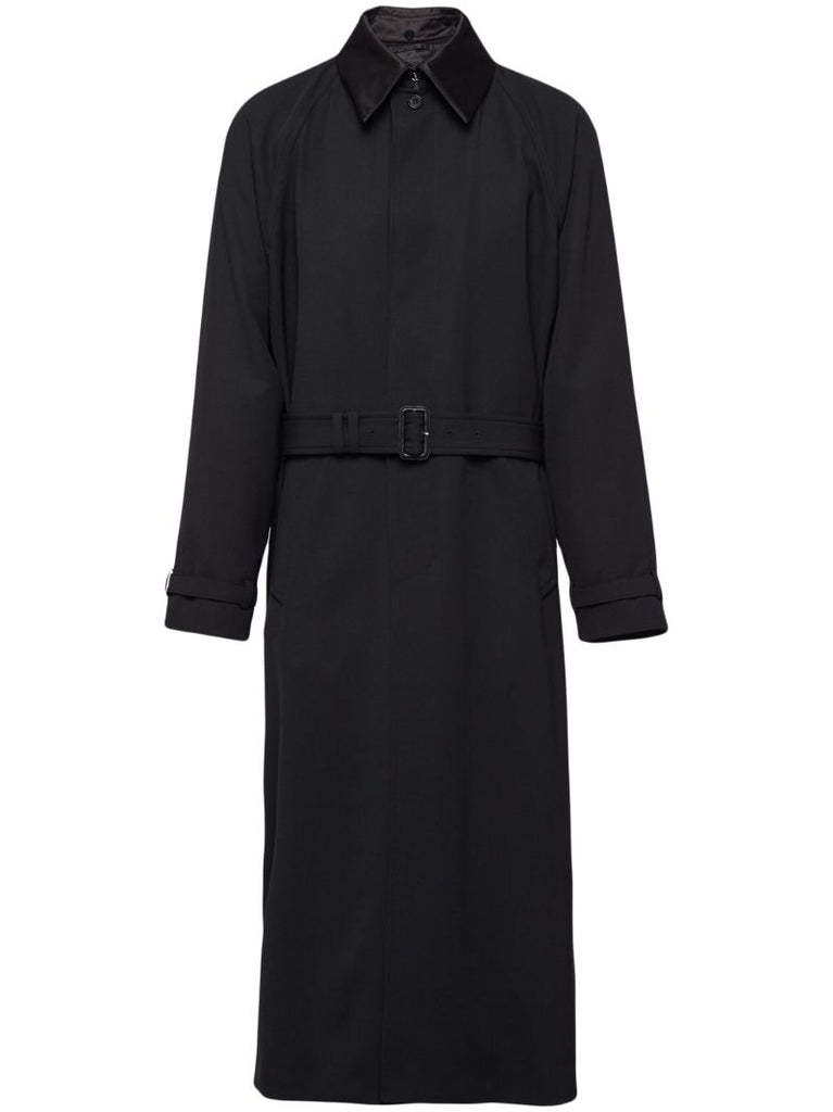 Black Belted Wool Trench Coat