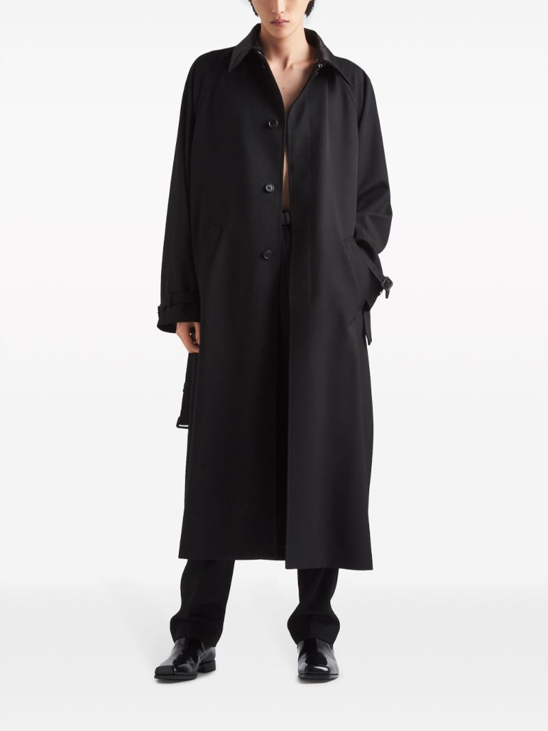 Black Belted Wool Trench Coat