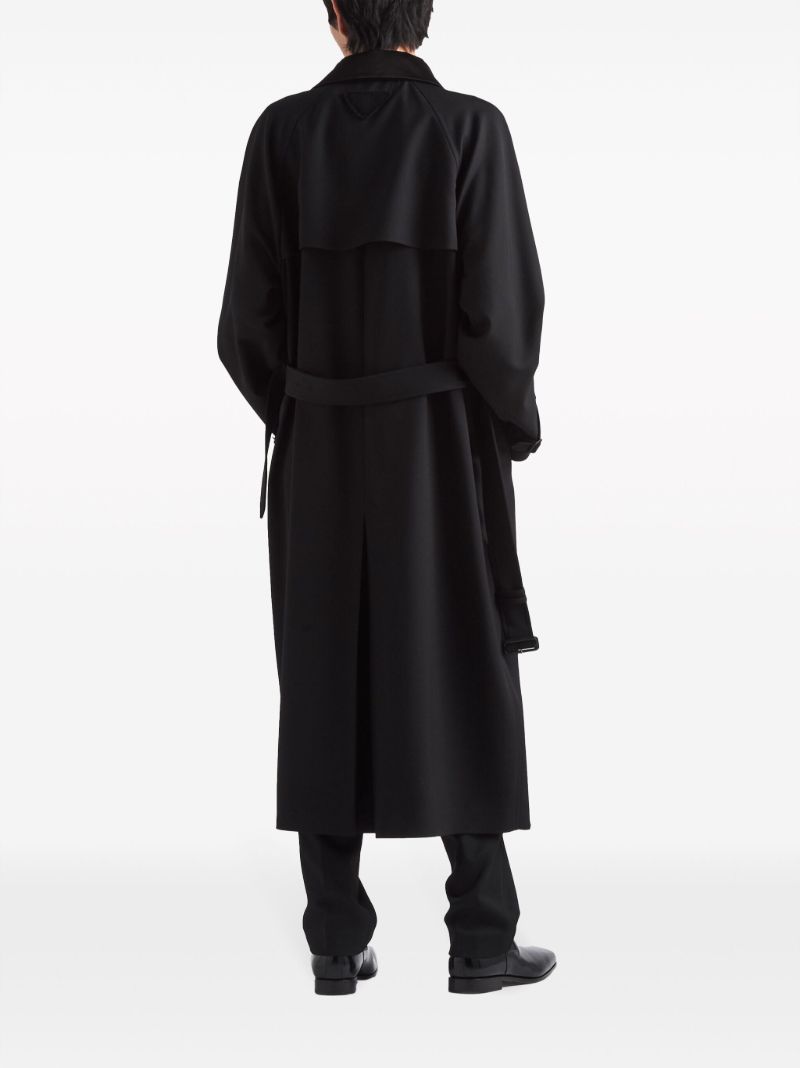Black Belted Wool Trench Coat