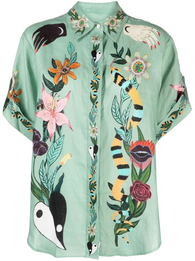 Green Meagan Artwork-print Shirt
