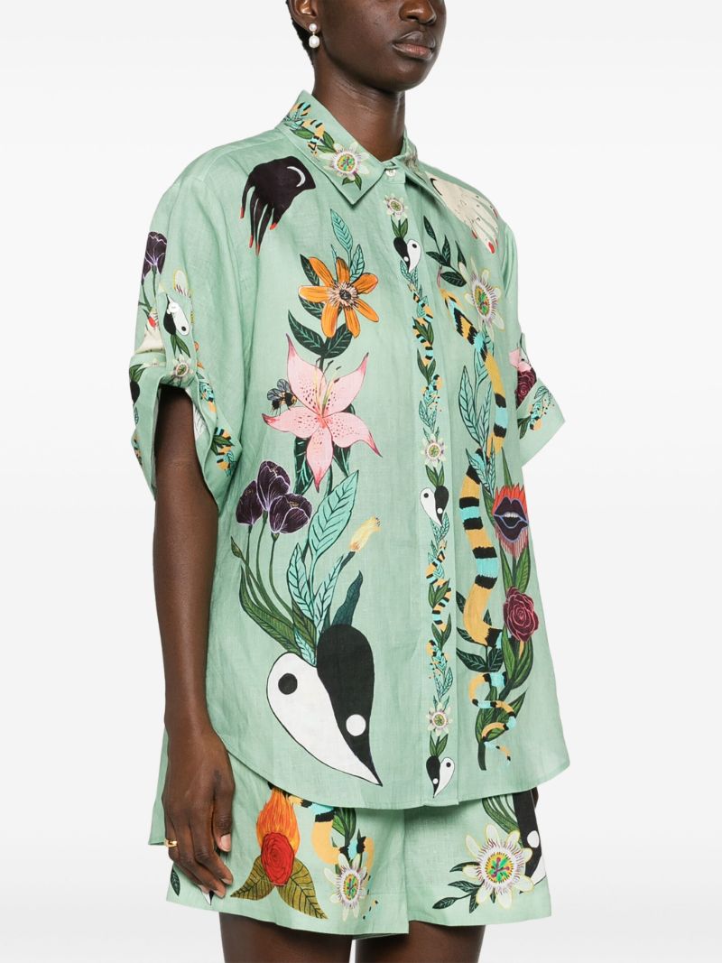 Green Meagan Artwork-print Shirt