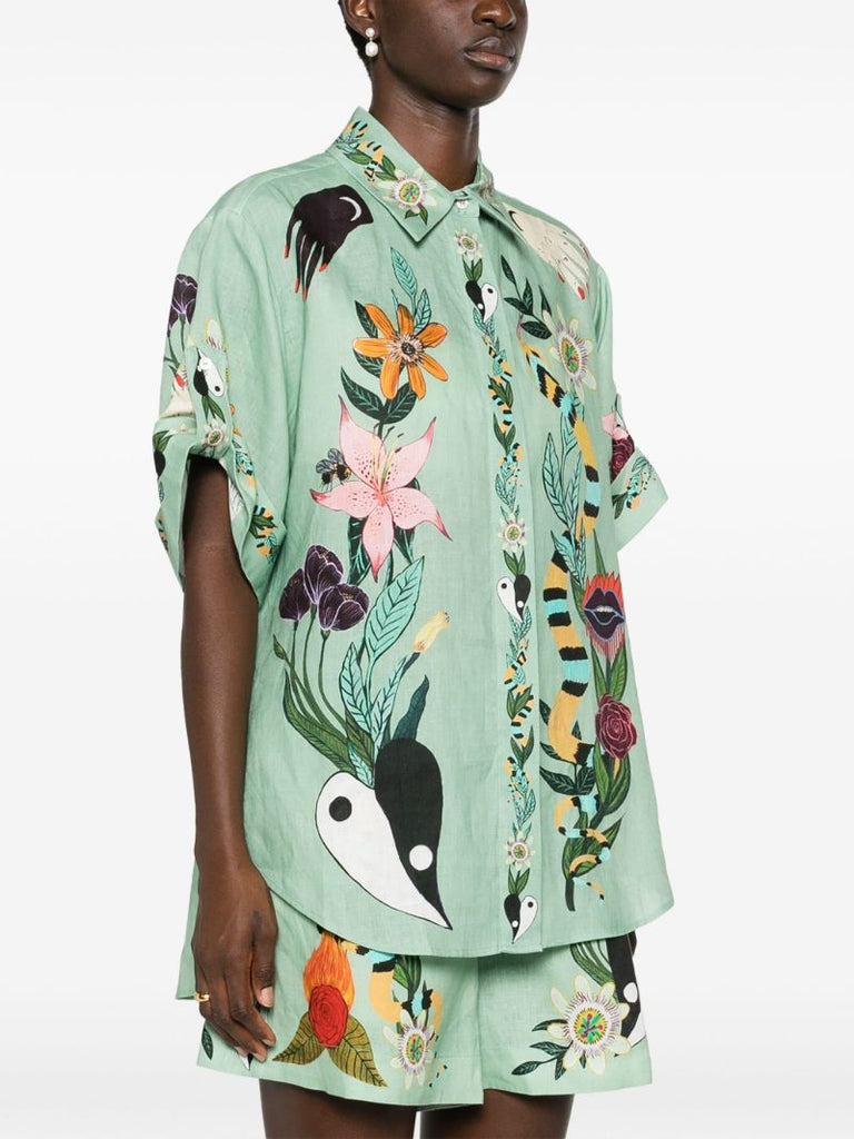 Green Meagan Artwork-print Shirt