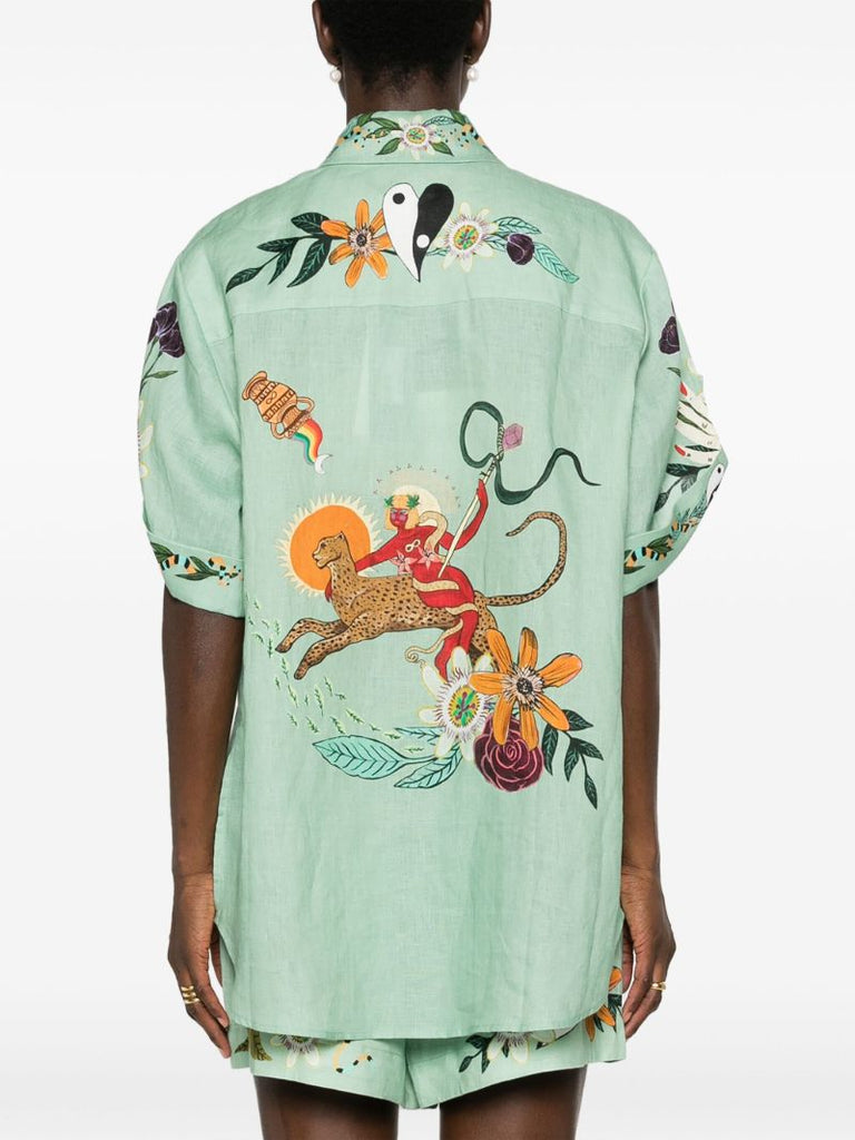 Green Meagan Artwork-print Shirt