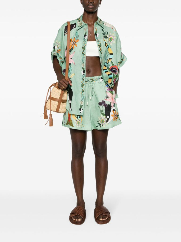 Green Meagan Artwork-print Shorts