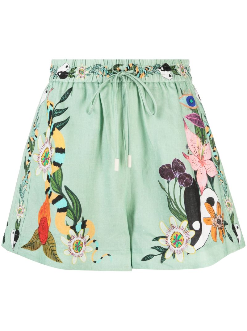 Green Meagan Artwork-print Shorts