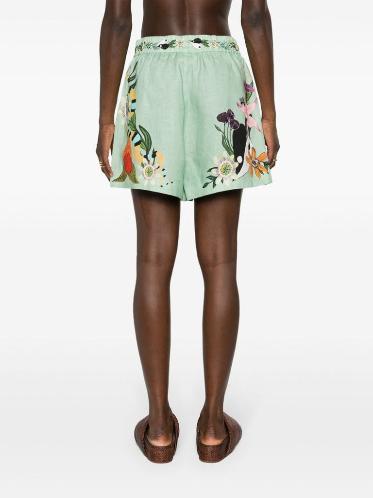 Green Meagan Artwork-print Shorts