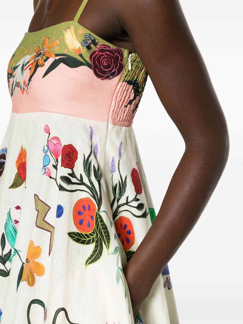 Neutral Evergreen Artwork-print Dress