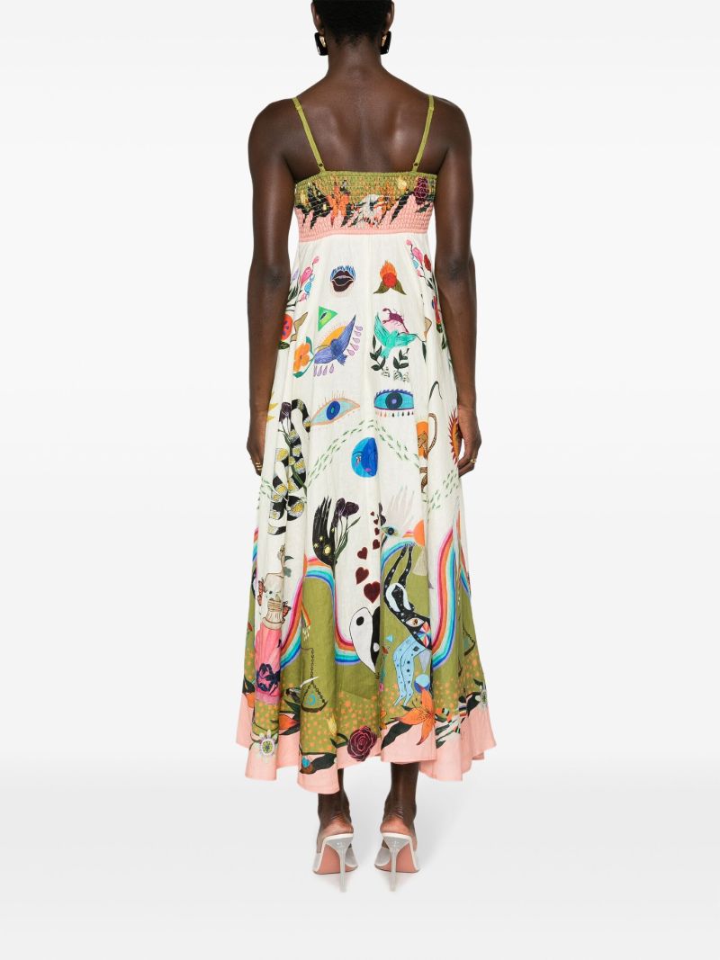 Neutral Evergreen Artwork-print Dress