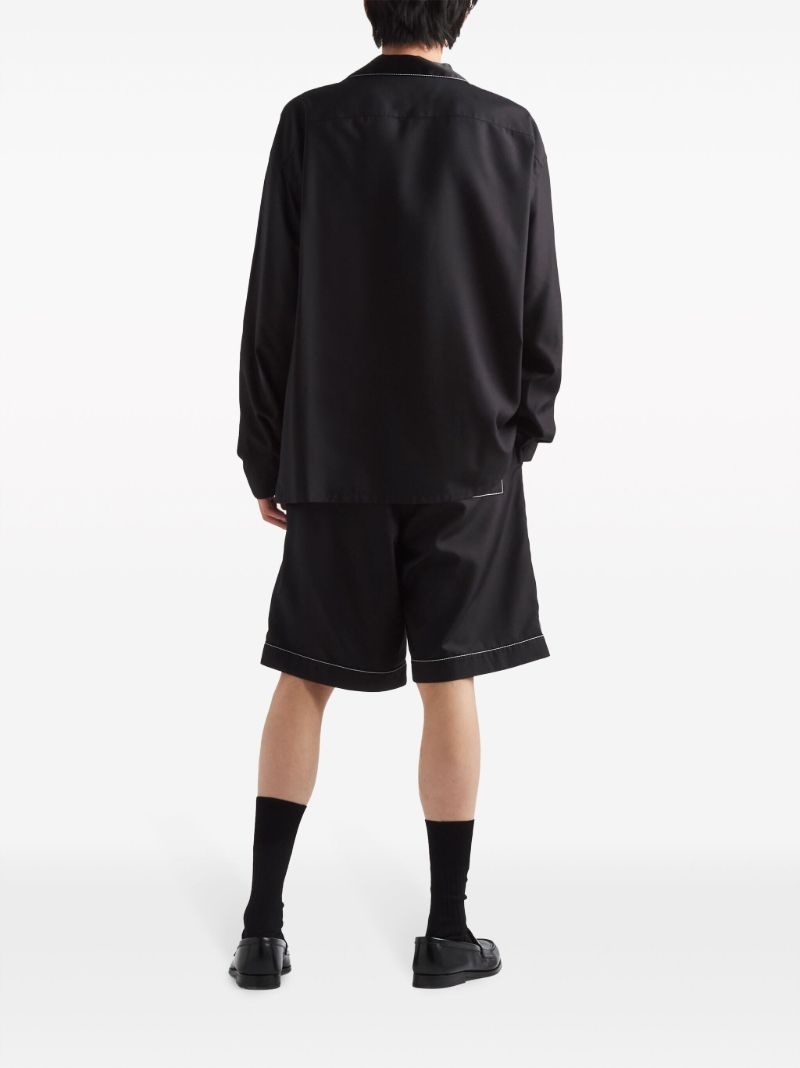 Black Logo Print Silk Shirt