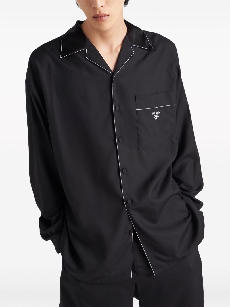 Black Logo Print Silk Shirt
