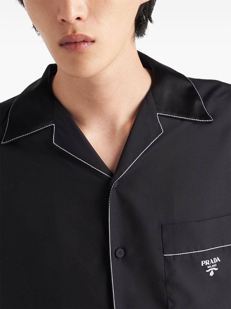 Black Logo Print Silk Shirt