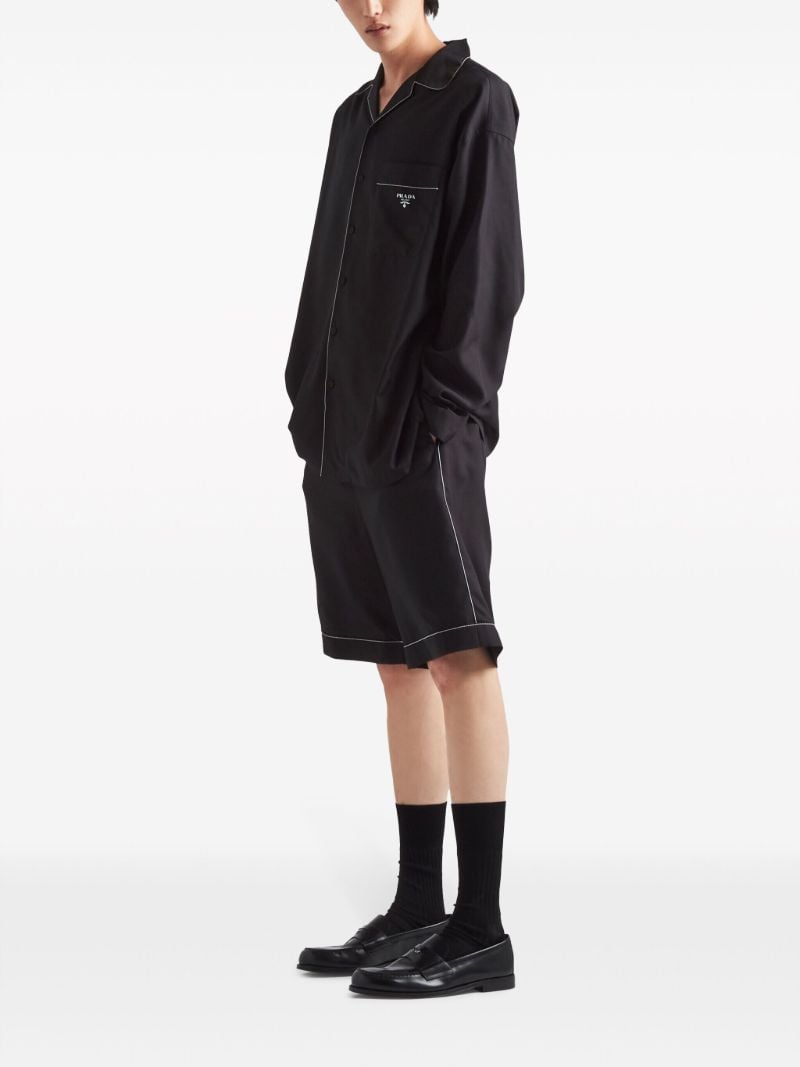 Black Logo Print Silk Shirt