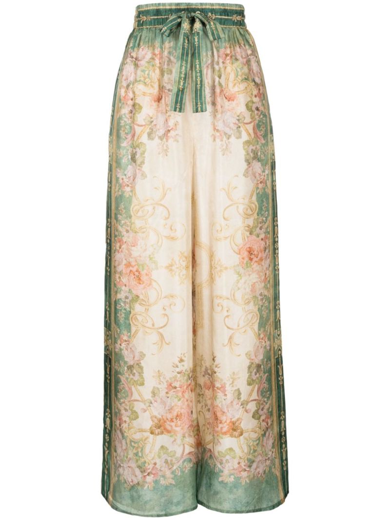 Green August Silk Wide-leg Trousers